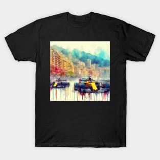 Artistic illustration of high speed racing cars in Monte Carlo T-Shirt